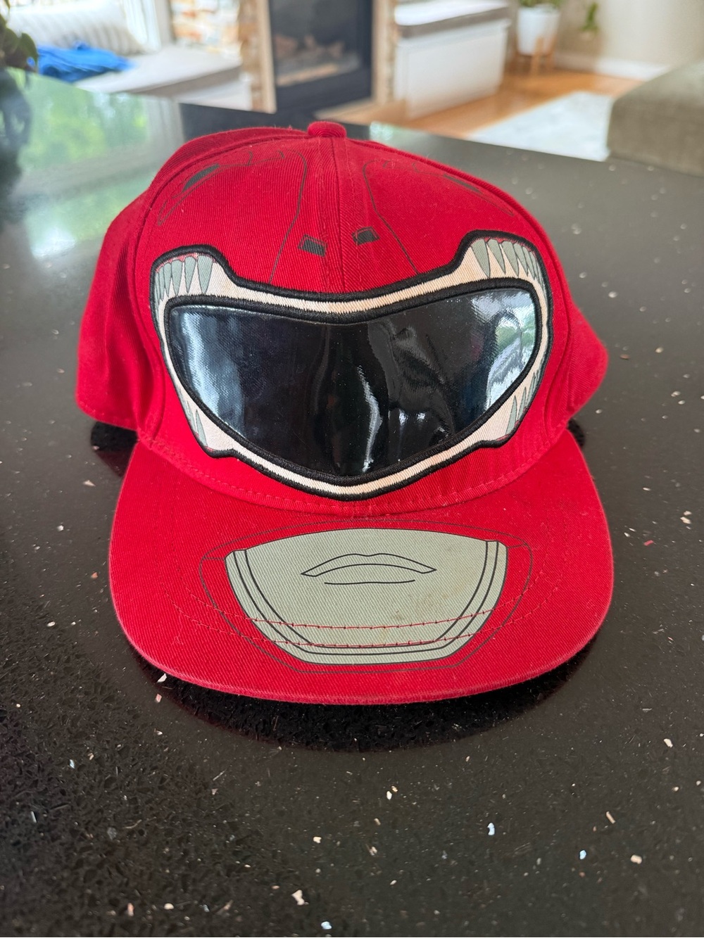 Power Ranger Red Cap with Glossy Black Visor Graphic